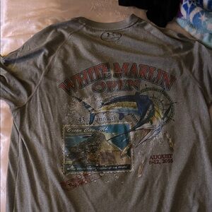 Under Armour Gray White Marlin Open Long Sleeve Tee